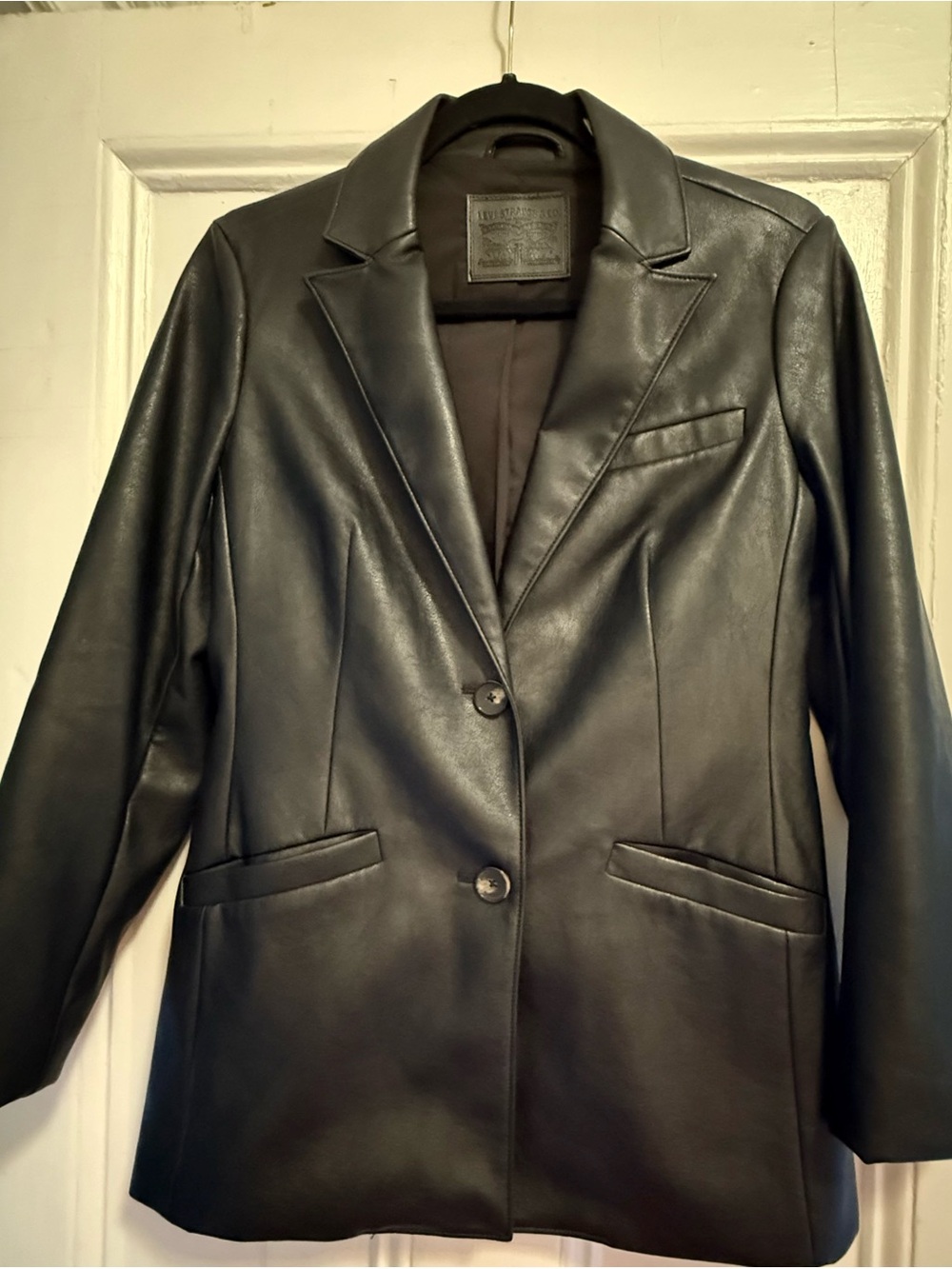 Levi's Black Faux Leather Blazer Jacket for Women